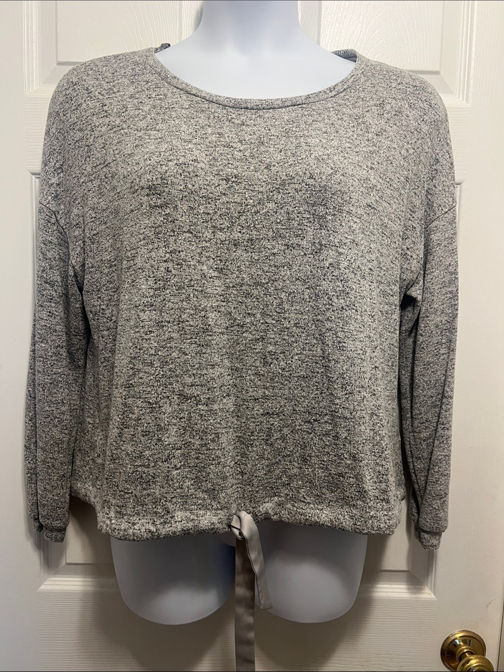 LC Lauren Conrad Heather Gray Tie-Hem Pullover Sweater